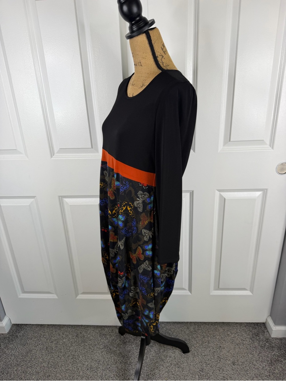 Lella Mode Italy Boho Butterfly Print Balloon Hem Dress XL 14 - Picture 5 of 11